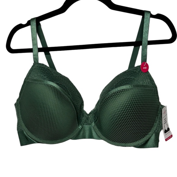 2/$20    Ashley Stewart Mesh and Lace Microfiber Bra - Olive - Picture 5 of 9